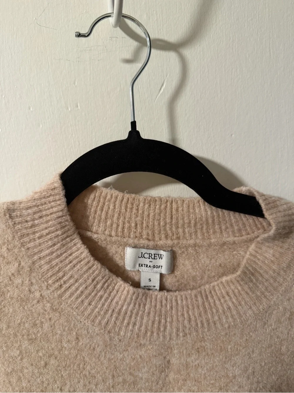 J. Crew Women’s Small Extra Soft Knit Crewneck Tan Camel Wool Blend Sweater